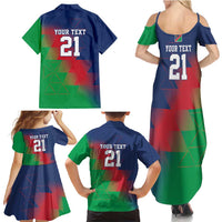 Namibia Cricket Custom Family Matching Summer Maxi Dress and Hawaiian Shirt Namibian Gold Sun Flag Motif - Wonder Print Shop