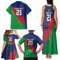 Namibia Cricket Custom Family Matching Tank Maxi Dress and Hawaiian Shirt Namibian Gold Sun Flag Motif - Wonder Print Shop