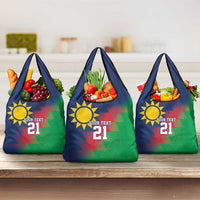 Namibia Cricket Custom Grocery Bag Namibian Gold Sun Flag Motif - Wonder Print Shop