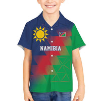 Namibia Cricket Custom Hawaiian Shirt Namibian Gold Sun Flag Motif - Wonder Print Shop