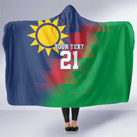 Namibia Cricket Custom Hooded Blanket Namibian Gold Sun Flag Motif - Wonder Print Shop