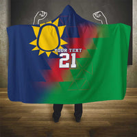 Namibia Cricket Custom Hooded Blanket Namibian Gold Sun Flag Motif - Wonder Print Shop