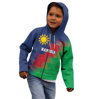 Namibia Cricket Custom Kid Hoodie Namibian Gold Sun Flag Motif - Wonder Print Shop