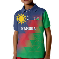 Namibia Cricket Custom Kid Polo Shirt Namibian Gold Sun Flag Motif - Wonder Print Shop