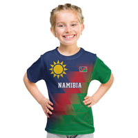 Namibia Cricket Custom Kid T Shirt Namibian Gold Sun Flag Motif - Wonder Print Shop