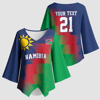 Namibia Cricket Custom Kimono Sleeve Blouse Namibian Gold Sun Flag Motif - Wonder Print Shop