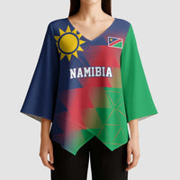 Namibia Cricket Custom Kimono Sleeve Blouse Namibian Gold Sun Flag Motif - Wonder Print Shop