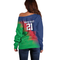 Namibia Cricket Custom Off Shoulder Sweater Namibian Gold Sun Flag Motif - Wonder Print Shop
