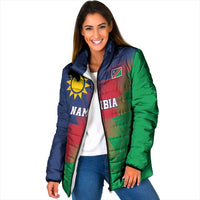 Namibia Cricket Custom Padded Jacket Namibian Gold Sun Flag Motif - Wonder Print Shop