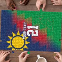 Namibia Cricket Custom Puzzle Namibian Gold Sun Flag Motif - Wonder Print Shop