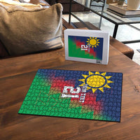 Namibia Cricket Custom Puzzle Namibian Gold Sun Flag Motif - Wonder Print Shop