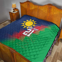 Namibia Cricket Custom Quilt Namibian Gold Sun Flag Motif - Wonder Print Shop