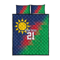 Namibia Cricket Custom Quilt Bed Set Namibian Gold Sun Flag Motif - Wonder Print Shop