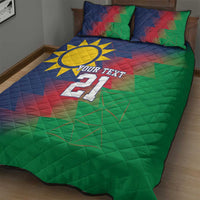 Namibia Cricket Custom Quilt Bed Set Namibian Gold Sun Flag Motif - Wonder Print Shop