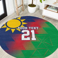 Namibia Cricket Custom Round Carpet Namibian Gold Sun Flag Motif - Wonder Print Shop