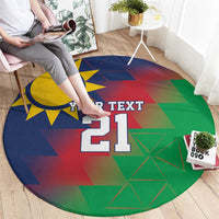 Namibia Cricket Custom Round Carpet Namibian Gold Sun Flag Motif - Wonder Print Shop