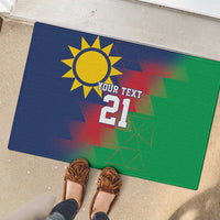 Namibia Cricket Custom Rubber Doormat Namibian Gold Sun Flag Motif - Wonder Print Shop