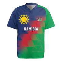 Namibia Cricket Custom Rugby Jersey Namibian Gold Sun Flag Motif - Wonder Print Shop