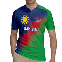 Namibia Cricket Custom Rugby Jersey Namibian Gold Sun Flag Motif - Wonder Print Shop
