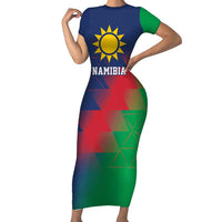 Namibia Cricket Custom Short Sleeve Bodycon Dress Namibian Gold Sun Flag Motif - Wonder Print Shop
