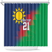 Namibia Cricket Custom Shower Curtain Namibian Gold Sun Flag Motif - Wonder Print Shop
