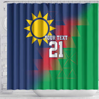 Namibia Cricket Custom Shower Curtain Namibian Gold Sun Flag Motif - Wonder Print Shop