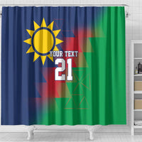 Namibia Cricket Custom Shower Curtain Namibian Gold Sun Flag Motif - Wonder Print Shop