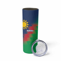 Namibia Cricket Custom Skinny Tumbler Namibian Gold Sun Flag Motif - Wonder Print Shop