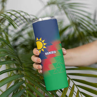 Namibia Cricket Custom Skinny Tumbler Namibian Gold Sun Flag Motif - Wonder Print Shop