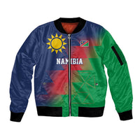 Namibia Cricket Custom Sleeve Zip Bomber Jacket Namibian Gold Sun Flag Motif - Wonder Print Shop