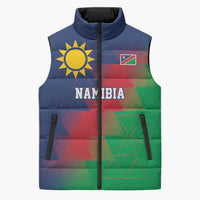 Namibia Cricket Custom Sleeveless Puffer Jacket Namibian Gold Sun Flag Motif - Wonder Print Shop