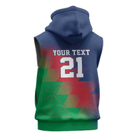 Namibia Cricket Custom Sleeveless Zip Hoodie Namibian Gold Sun Flag Motif - Wonder Print Shop