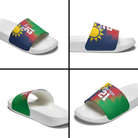Namibia Cricket Custom Slide Sandals Namibian Gold Sun Flag Motif - Wonder Print Shop