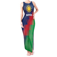 Namibia Cricket Custom Tank Maxi Dress Namibian Gold Sun Flag Motif - Wonder Print Shop