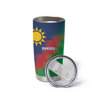 Namibia Cricket Custom Tumbler Cup Namibian Gold Sun Flag Motif - Wonder Print Shop