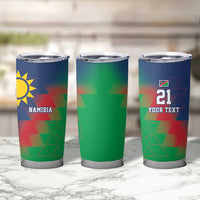 Namibia Cricket Custom Tumbler Cup Namibian Gold Sun Flag Motif - Wonder Print Shop