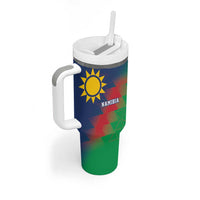 Namibia Cricket Custom Tumbler With Handle Namibian Gold Sun Flag Motif - Wonder Print Shop