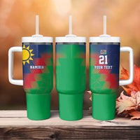 Namibia Cricket Custom Tumbler With Handle Namibian Gold Sun Flag Motif - Wonder Print Shop