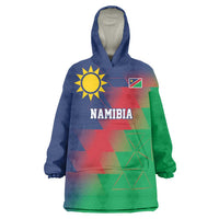 Namibia Cricket Custom Wearable Blanket Hoodie Namibian Gold Sun Flag Motif - Wonder Print Shop