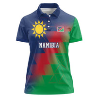 Namibia Cricket Custom Women Polo Shirt Namibian Gold Sun Flag Motif - Wonder Print Shop