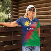 Namibia Cricket Custom Women Polo Shirt Namibian Gold Sun Flag Motif - Wonder Print Shop