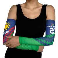 Namibia Cricket Custom Arm Sleeves Namibian Sporty Pattern Flag Motif - Wonder Print Shop