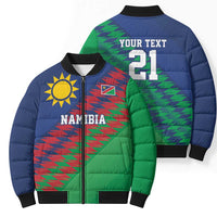 Namibia Cricket Custom Bomber Puffer Jacket Namibian Sporty Pattern Flag Motif - Wonder Print Shop