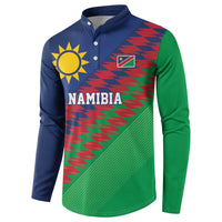 Namibia Cricket Custom Button Sweatshirt Namibian Sporty Pattern Flag Motif - Wonder Print Shop