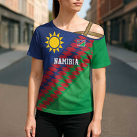Namibia Cricket Custom Cross Shoulder Shirt Namibian Sporty Pattern Flag Motif - Wonder Print Shop