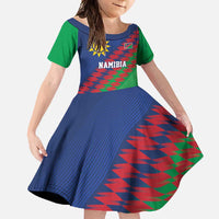 Namibia Cricket Custom Family Matching Off Shoulder Maxi Dress and Hawaiian Shirt Namibian Sporty Pattern Flag Motif - Wonder Print Shop