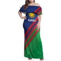 Namibia Cricket Custom Family Matching Off Shoulder Maxi Dress and Hawaiian Shirt Namibian Sporty Pattern Flag Motif - Wonder Print Shop