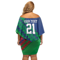 Namibia Cricket Custom Family Matching Off Shoulder Short Dress and Hawaiian Shirt Namibian Sporty Pattern Flag Motif - Wonder Print Shop