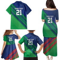 Namibia Cricket Custom Family Matching Puletasi and Hawaiian Shirt Namibian Sporty Pattern Flag Motif - Wonder Print Shop