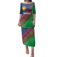 Namibia Cricket Custom Family Matching Puletasi and Hawaiian Shirt Namibian Sporty Pattern Flag Motif - Wonder Print Shop